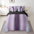 thumbnail image 2 of Homewish Stripes Pattern 7pcs Bedding Comforter Set,Asbtract Minimalist Desgin Queen Bedding Sets,Gradient Purple Gray Queen Sheet Sets For Girls Kids,Ultra Soft Home Decor Reversible, 2 of 8