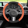 thumbnail image 2 of Motoforti Steering Wheel Cover for Car Truck Universal Car Accessories Faux Leather Black Orange, 2 of 6