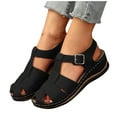 thumbnail image 4 of LOVZFMLL Women's Sandals Closed Toe Ankle Strap Comfort Walking Hiking Wedge Sandals with Arch Support Summer Outdoor Shoes Black 6.5, 4 of 6
