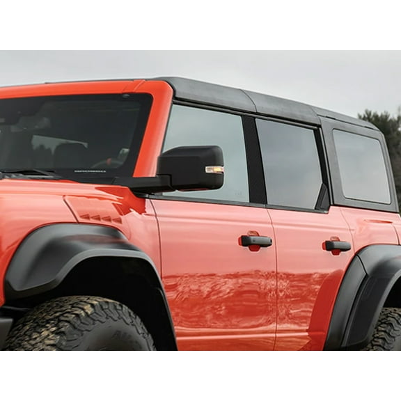 Rvinyl Pillar Post Window Trim Compatible with Ford Bronco 2021-2024 (4 Door) - Carbon Fiber 4D