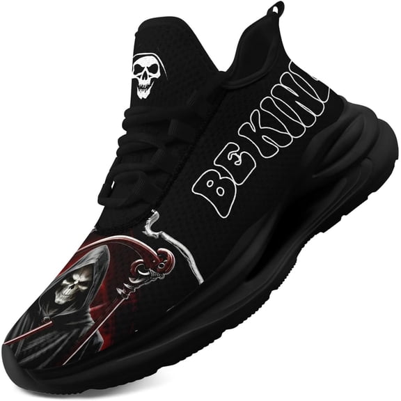 Coolcustomize Men's Athletic Running Shoes Lightweight Comfortable Skull Goth Shoes Casual Sports Gym Walking Tennis Sneakers for Women