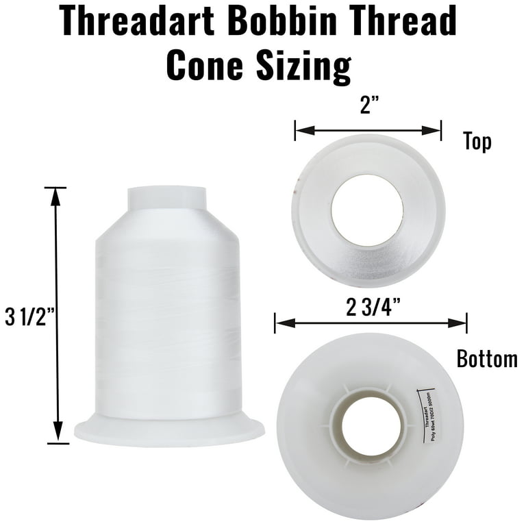Two Pack Huge 5000 yards Cone Spool Bobbin Thread Black/White