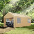 thumbnail image 5 of Hoteel 10'x20' Large Heavy Duty Carport with Steel Frame, Portable Garage Carport Wedding Tent Gazebo Big Tents Shelter with Waterproof Top Cover, All-Season Tarp, Khaki, 5 of 13