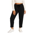 thumbnail image 3 of Plus Size Womens Cotton Pants Joggers Leisure Sports Workout Solid Color Elastic Waist Sports Casual Pants with Side Pockets Size L-5XL, 3 of 9