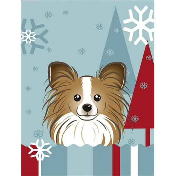 Winter Holiday Papillon Flag Garden Size