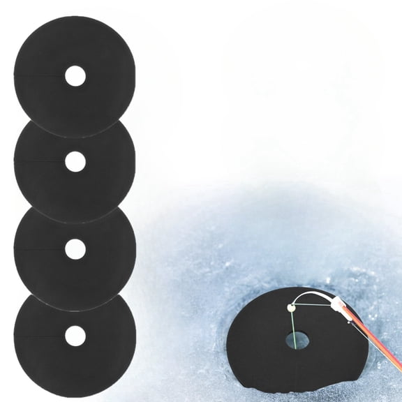 MODANU 4 Packs Ice Fishing Hole Covers, 12 inch Ice Fishing Hole Insulator Ice Hole Covers Lid Ice Fish Tip Ups Ice Fishing Equipment for Fish Houses, Black
