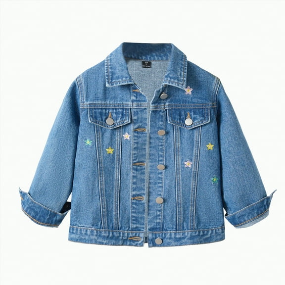 Ccpelsie Kids Denim Jacket Fashion Jean Jackets Clothes, Outerwear Spring & Fall Long Sleeve Jackets for Toddler, Boys,Girls(Blue,3-4 Years)