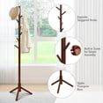 thumbnail image 4 of Giantex Wooden Coat Rack Standing, Coat Tree w/2 Adjustable Height, Hanger Stand w/8 Hooks for Clothes, Hats, Bags, Umbrellas, in Home, Office, Walnut, 4 of 8