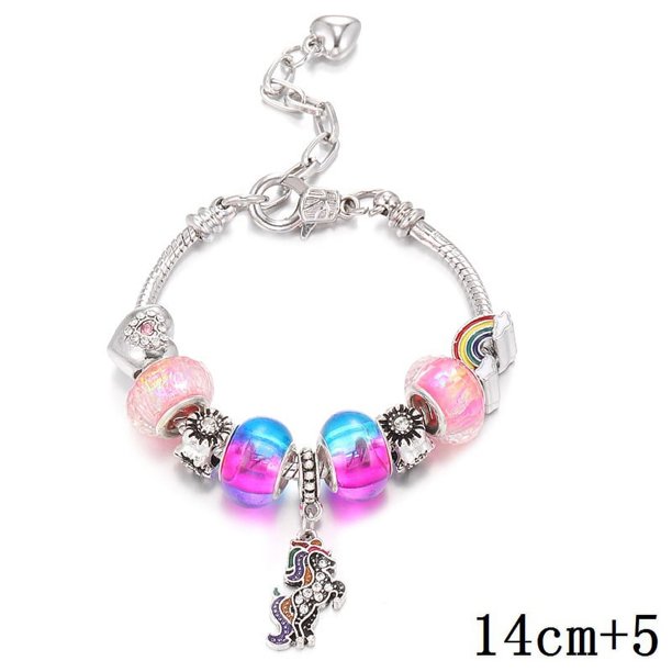 Pulsera con dije de unicornio brillante con diseño de personalidad, brazaletes con cuentas de cristal europeo para mujeres y niñas, regalos de joyería artesanal, 2023