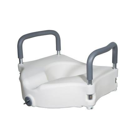 Drive Medical Elevated Raised Toilet Seat with Removable Padded Arms, Fits Most Toilets