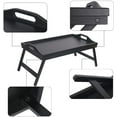thumbnail image 2 of Wulawindy Bamboo Bed Tray with Folding Legs, Rectangle Wooden Breakfast Dinner Tea TV Tray, 20''x12", Black, 2 of 9