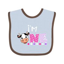 Inktastic I'm 1 Cute Cow and Polka Dots Boys or Girls Baby Bib