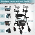 thumbnail image 6 of StrollAid Upright Walkers for Seniors, 450 lb Heavy Duty Stand Up Rollator Walker with Adjustable Soft Sponge Armsupport & Seat, Tall Standing Folding Rolling Walker with 8'' Wheel, Grey, 6 of 10
