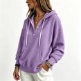 thumbnail image 4 of Teylalorva Womens Outerwear Jackets Classic Oversized Hooded Button Drawstring Pocket Pullover Sweatshirt Fall Winter Purple Size S, 4 of 6