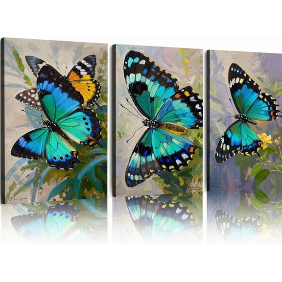 Hieng Unframed Wall Art Canvas Butterfly Insect Original Art Animal Oil Painting Small Mural