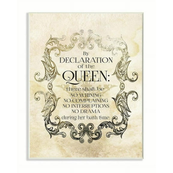 Stupell IndustriesBy Declaration Of The Queen Textual Bath Art Wall Plaqueby Melody Hogan