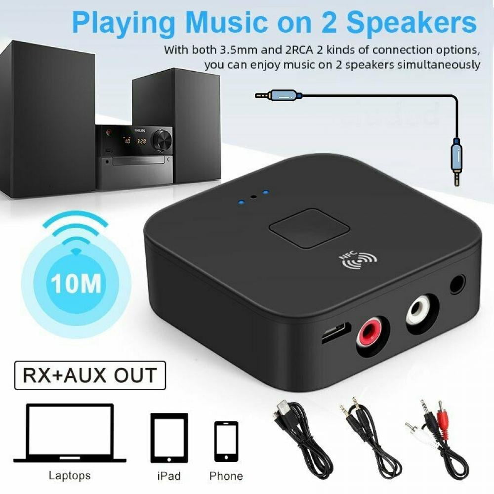 Flitsend Plunderen kook een maaltijd Bluetooth Receiver for Home Stereo RCA, 3.5mm AUX Wireless Audio Adapter  for Home and Car Stereo System,NFC-Enabled - Walmart.com