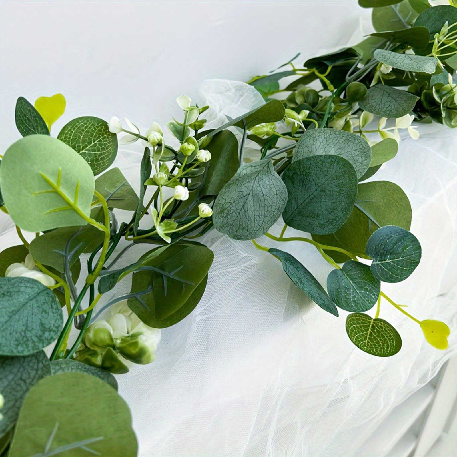 10Pcs Greenery Garland Artificial Greenery Eucalyptus Spring Garland Hanging Vines Fake Ivy Leaves Table Decor Green Hanging Vine Decor Artificial Vine Plants Backdrop for Home Outdoor Indoor Decor