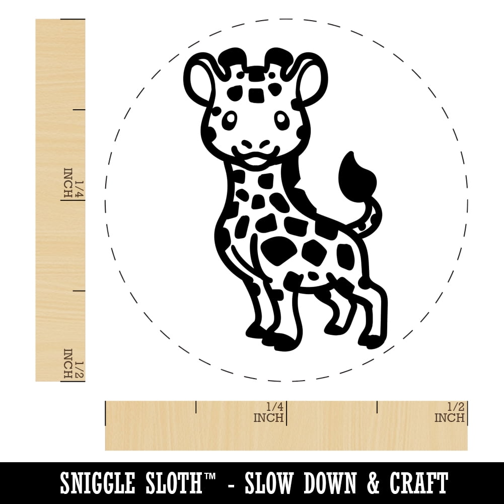 African Giraffe Head Self-Inking Stamp — 1/2 Inch Mini, Black Ink, For Planners, Cards, Crafts