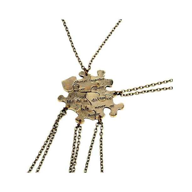 Juego de 5 collares con colgante de rompecabezas en forma de cuello, decoración de cuello dorada a la moda, accesorios de joyería creativos.