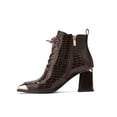 thumbnail image 3 of Ninety Union FANTASTIC Crocodile Patent Lace Up Bootie, Brown, 7, 3 of 5