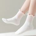 thumbnail image 3 of KyCheLot Girls Cotton Socks Dressy Ruffle Knit Comfy Breathable Color Block Casual Ankle Socks for 0-12 Years, 3 of 3
