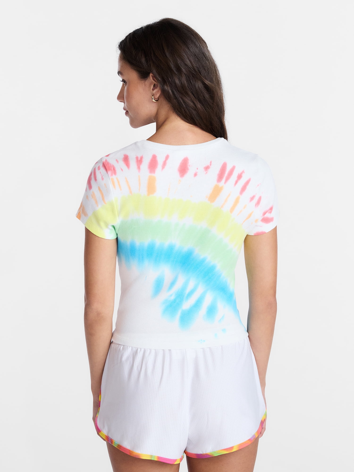 No Boundaries Pride Tie Dye Ribbed Graphic Cotton Baby Tee, Women's XXS-XXL