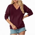 thumbnail image 3 of Towmus Casual Womens Sweatshirts V Neck Long Sleeve Blouses Basic Solid Pullover Tops Sweatshirt for Women, 3 of 6