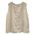 thumbnail image 5 of Men's Solid Color Distressed Frayed Edge Crew Neck Sleeveless Cotton Linen Tank Top, Casual Beach Vacation Vest with Side Pocket, Breathable Lightweight for Summer Beige L, 5 of 7