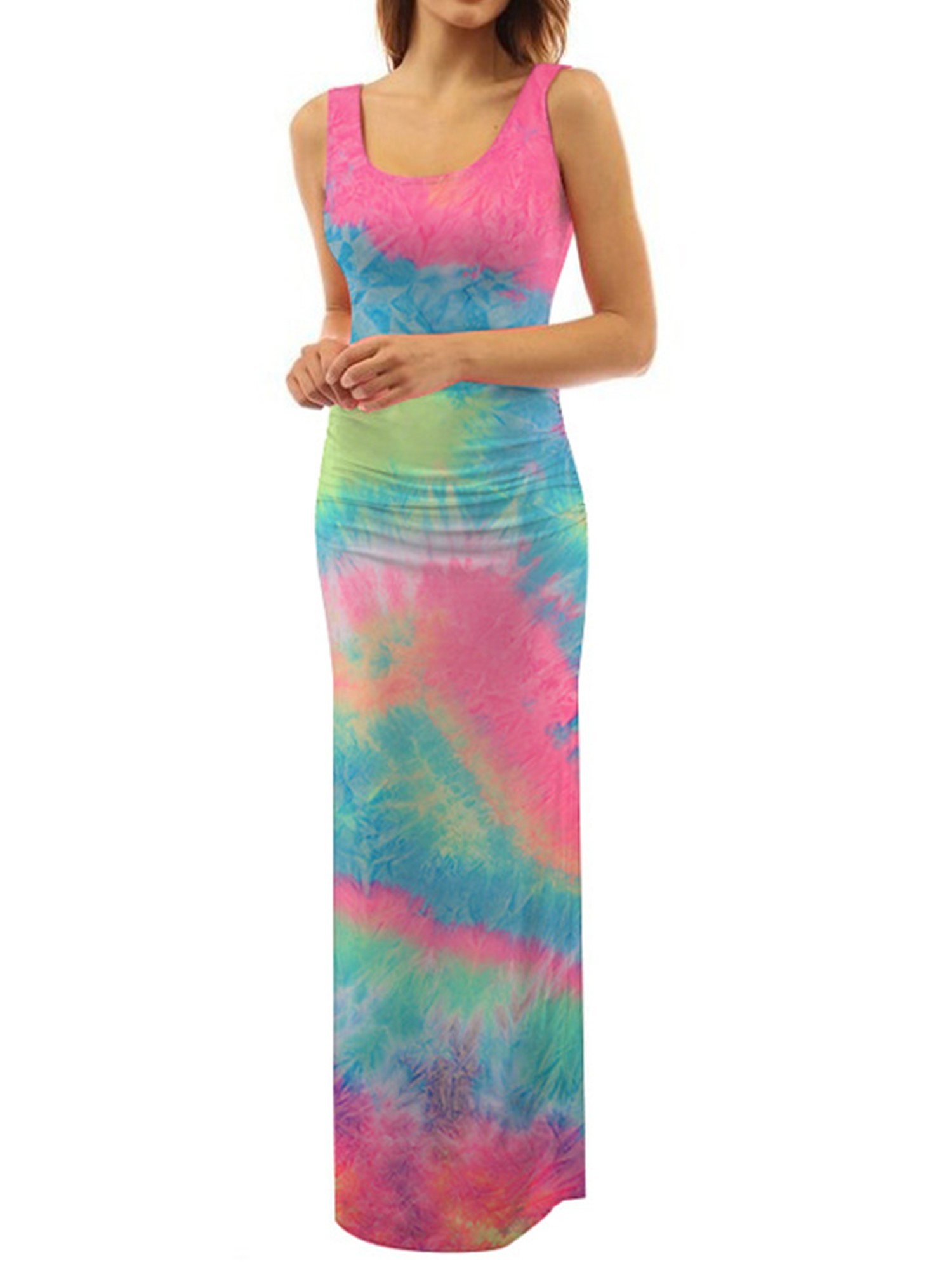 Womens Evening Sleeveless Sundress Tie 