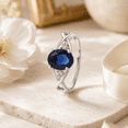 thumbnail image 4 of Blue Oval Cut Cubic Zirconia Engagement Ring for Women Size 10 Sterling Silver Birthstone Ring by Ginger Lyne, 4 of 5