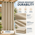 thumbnail image 6 of Lapalife Outdoor Curtains for Patio Waterproof W71xL96, Blackout Weighted Outside Curtains Weatherproof UV Resistant Privacy for Porch, Pergola, Beige, 1 Panel, 6 of 8