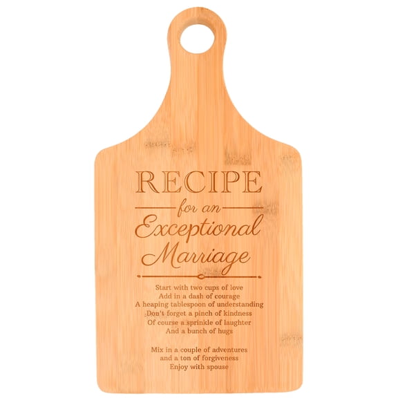 ThisWear Wedding Gifts for Bride and Groom Recipe for an Exceptional Marriage Personalized Wedding Gifts Paddle Shaped Bamboo Cutting Board