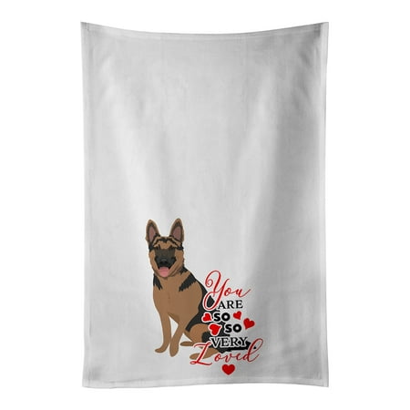 

German Shepherd Red and Black so Loved White Kitchen Towel Set of 2 19 in x 28 in