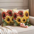 thumbnail image 2 of Vintage Sunflowers Outdoor Waterproof Pillow Covers, Summer Farmhouse Wooden Country Floral Decorative Square Throw Pillowcase Sofa Cushion Sham for Patio/Couch/Chair, 20"x20" 2 Pack, 2 of 8