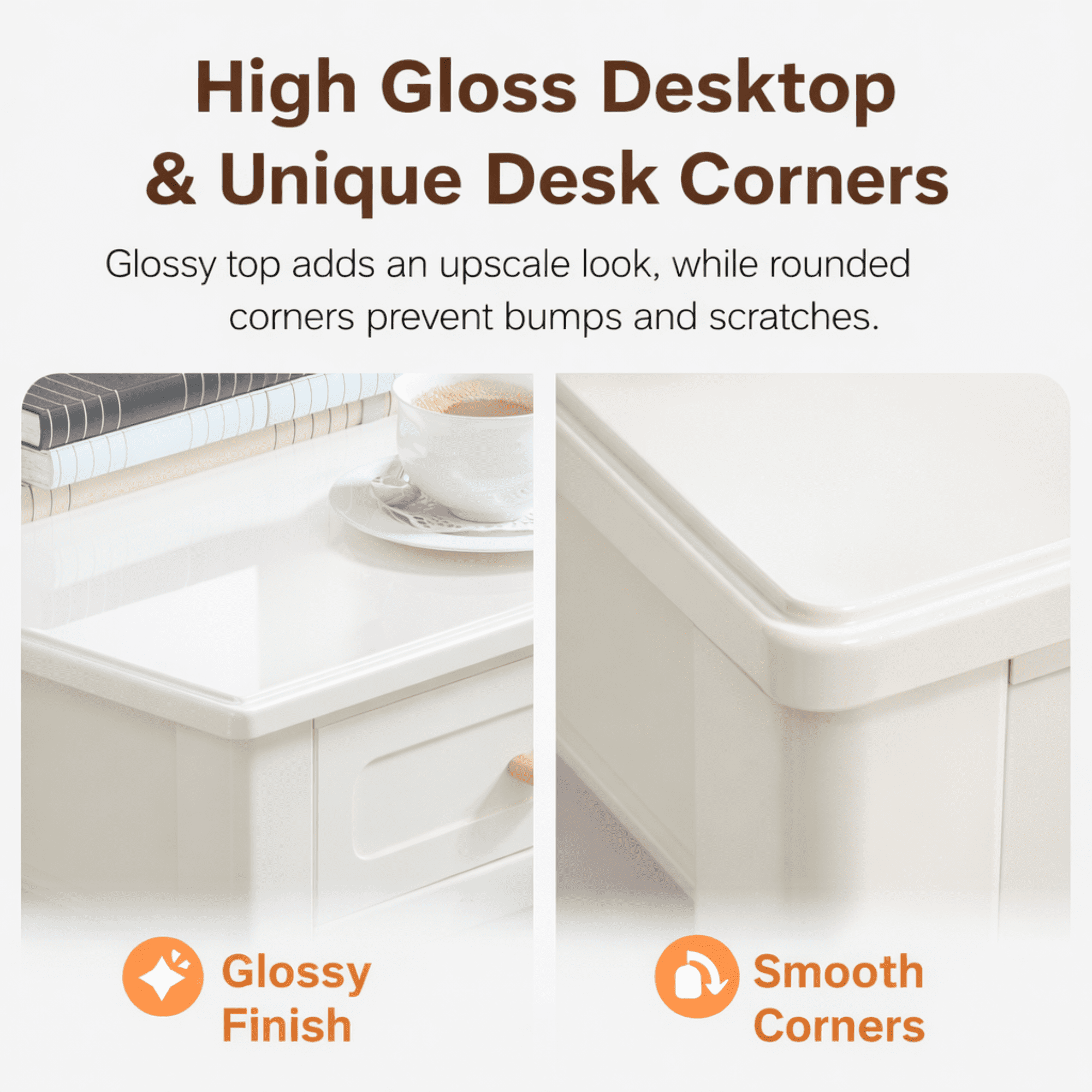 Cream White Vanity Desk with 3 Drawers, Modern Makeup Table or Writing Desk, Multipurpose Dressing Table for Bedroom, No Mirror Included