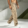 thumbnail image 7 of Cargo Pants for Men Camouflage Print Straight Leg Drawstring Elastic Waist Multiple Pockets Outdoor Pants, 7 of 7