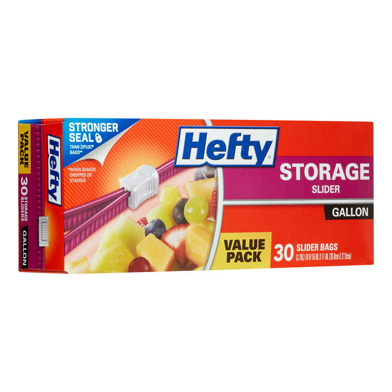 Hefty hefty slider storage bags, gallon size, 30 count (4 pack), 120 total