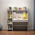 thumbnail image 3 of BALANBO Kids Modern High Quality Desk with Drawer and Bookshelf, White, 3 of 7