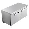 thumbnail image 1 of KFFKFF 60" W Commercial Freezer, 14.8 Cu.Ft Worktop Freezers Undercounter with LED Auto Lighting and Lockable Door, 2 Doors Food Freezing Prep Worktable, 1 of 9