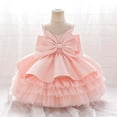 thumbnail image 2 of MEZZALL Toddler Girls 1st Birthday Princess Dress With Bow & Tulle Skirt Strapless Flower Girl Party Gown For Baby 1 3 Years Relaxed Fit Baby Wear 18-24M, 2 of 7