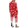 thumbnail image 2 of Yuyamidu Snowflake Nightwear for Men Button Down Pajama Set Christmas Sleep Tops with Long Sweatpants 2 Pieces Music Note Long Sleeve Loungewear for Men Size 4XL, Red, 2 of 6