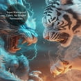 thumbnail image 5 of Shower Curtain, Blue Dragon and White Tiger Waterproof Fabric Plastic Shower Curtain, Drying Fast Bathroom Curtain with 9 Buttonholes, Ruffle Shower Curtain 60x72in, 5 of 8