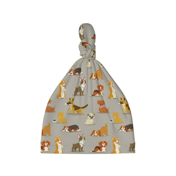 Picia Cute Dog Printed Preemie Hats for Baby Girls Cotton Premature Knot Hats Newborn Hospital Cap Warm Knot Beanie Nicu for Preemie Girls and Boys