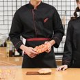 thumbnail image 2 of Stand Collar Long Sleeves Single Breasted Patch Pocket Chef Uniform Women Men Service Bakery Breathable Chef Shirt Work Clothing, 2 of 8