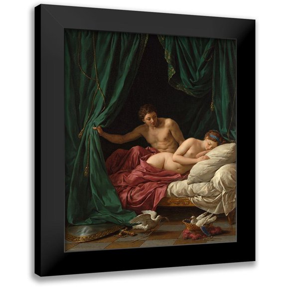Lagrenee, Louis Jean Francois 15x17 Black Modern Framed Museum Art Print Titled - Mars and Venus, Allegory of Peace (Mars et Venus, allegorie sur la Paix)