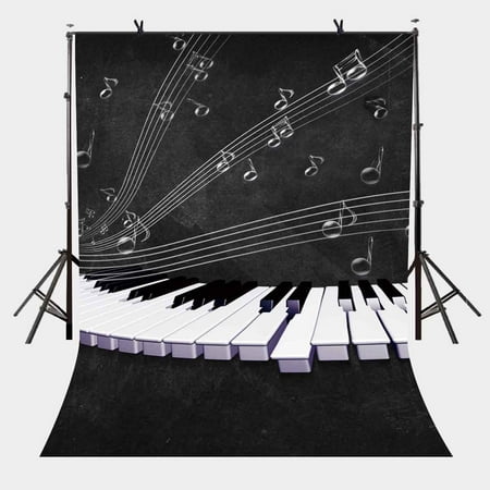 ABPHOTO Polyester 5x7ft Music Theme Backdrop Piano Keys 