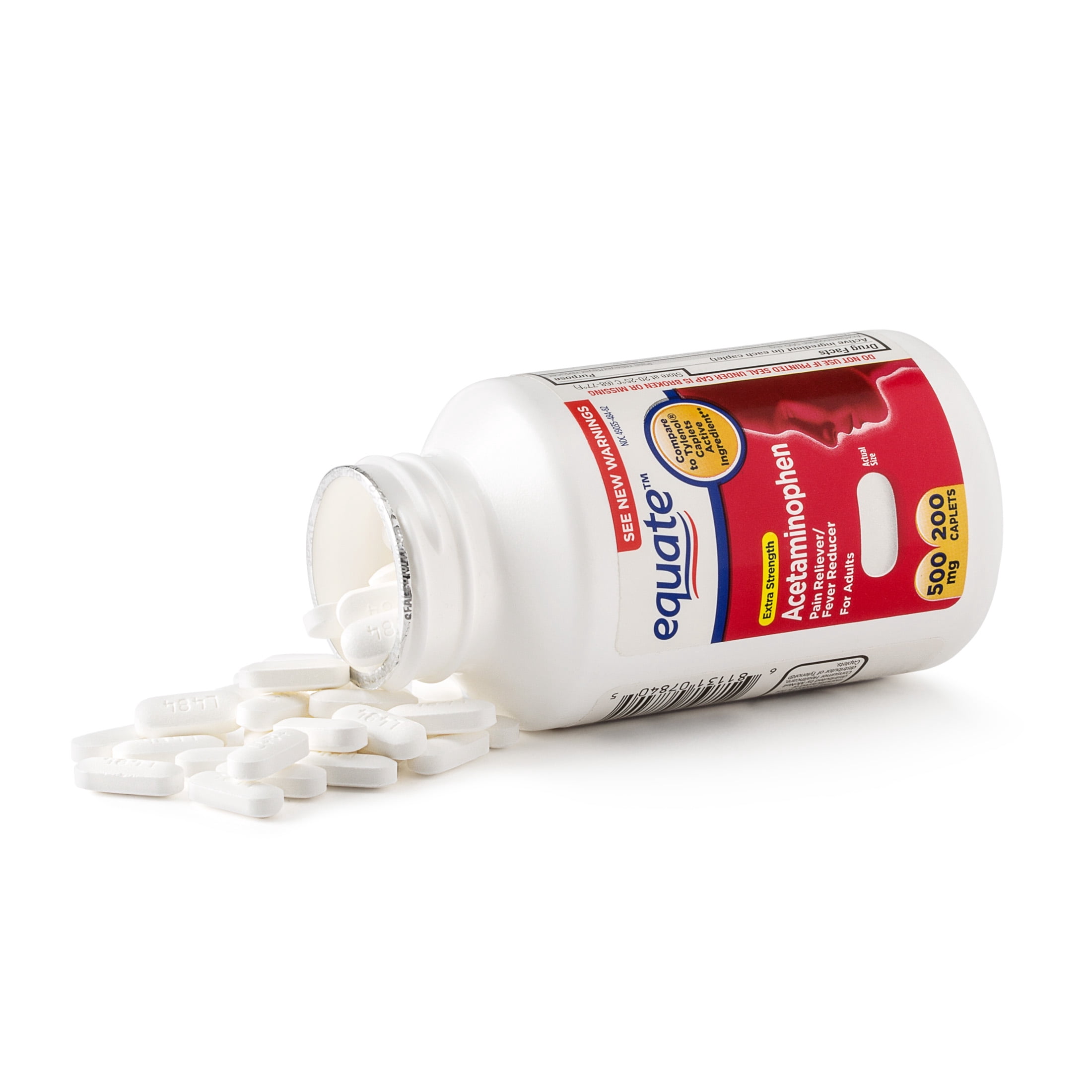 Equate Extra Strength Acetaminophen Caplets, 500 mg, 200 Count