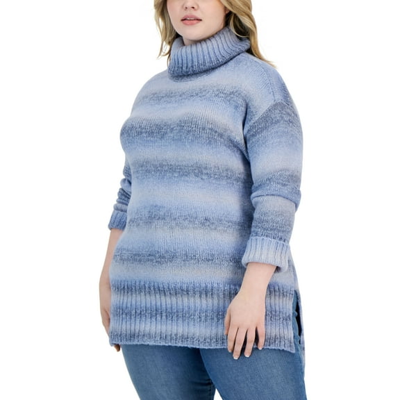 Style & Co Plus Size Turtleneck Tunic Sweater Blue Ombre 3X