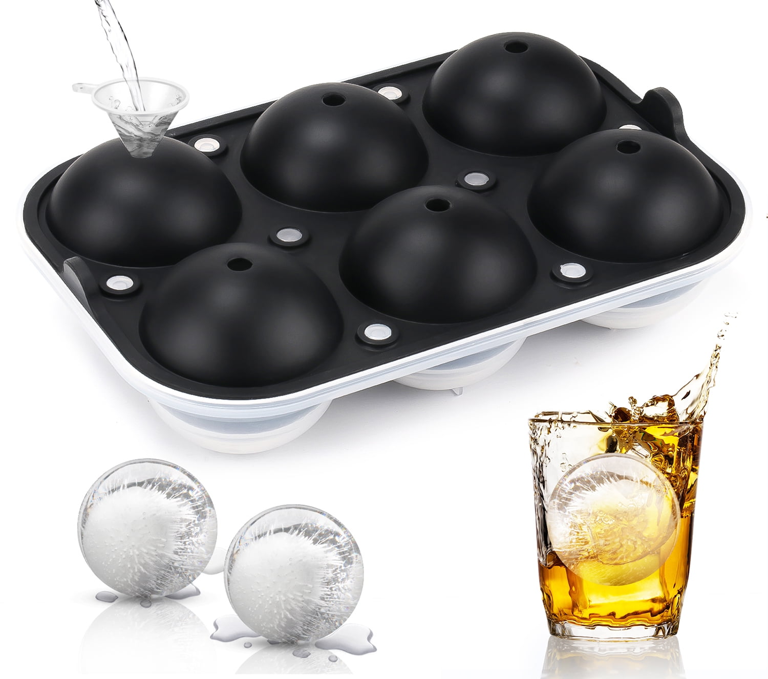 Set of 4 Round Ice Cube Ball Maker Sphere Molds For Whisky Party CocktaiN`US 